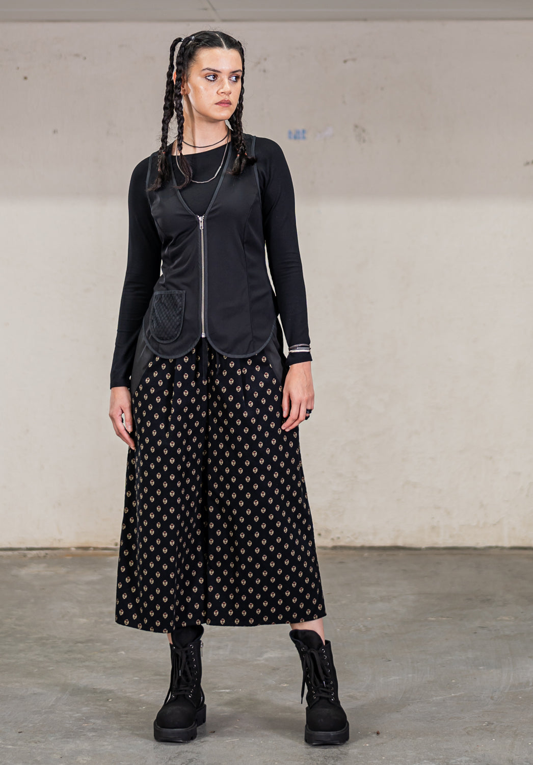 Cord Culottes Japanese black corduroy