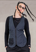 Carrie vest Japanese yarn dyed check