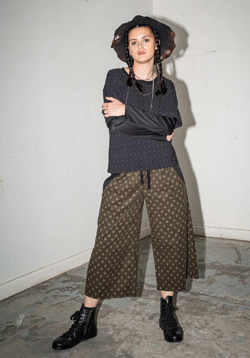 Cord Culottes Japanese olive corduroy