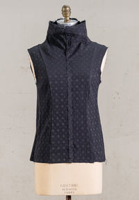 Freya Vest black textured cotton