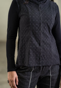 Freya Vest black textured cotton