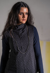 Freya Vest black textured cotton