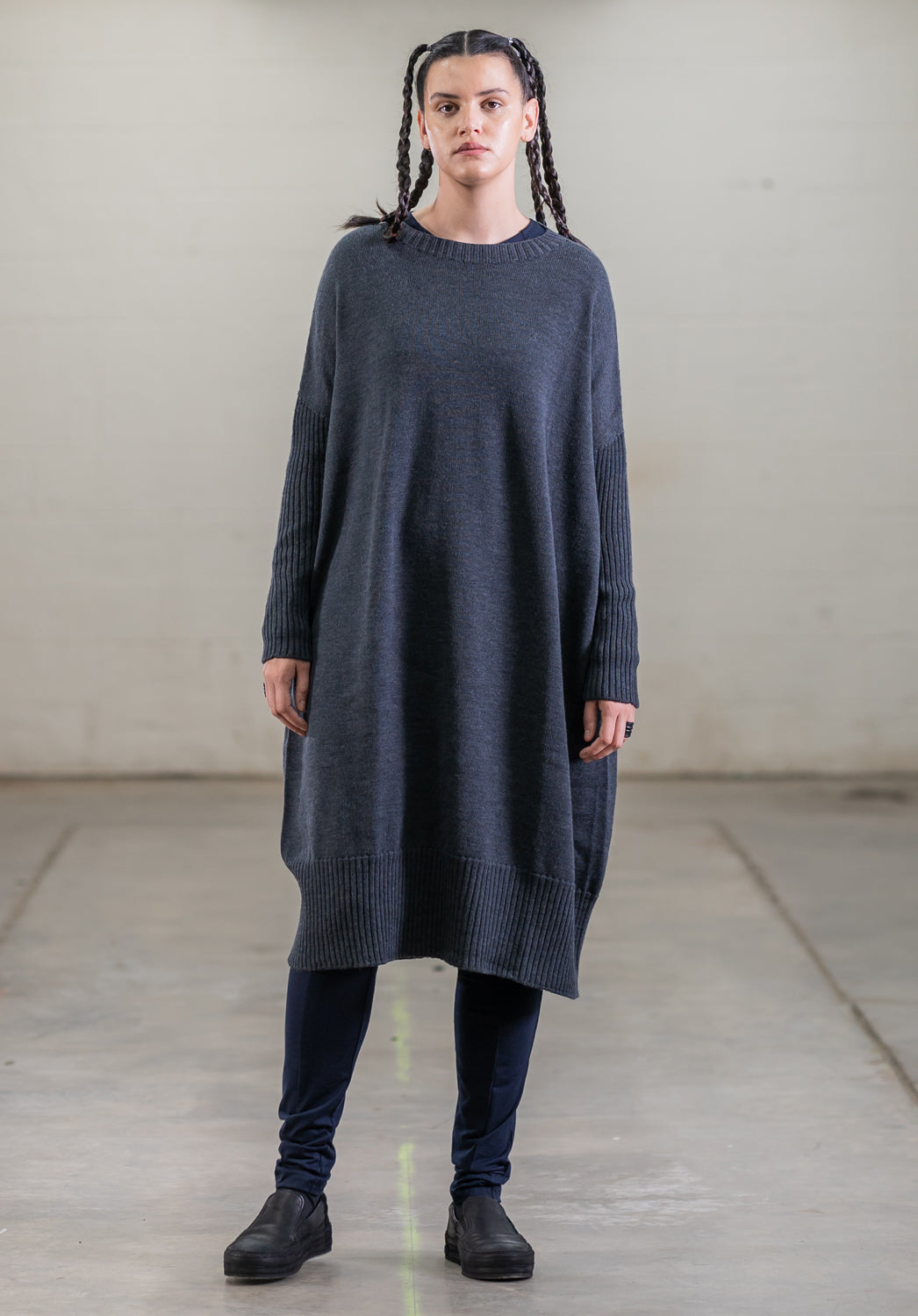 Luna Gallery - Merino Long Dress - Charcoal