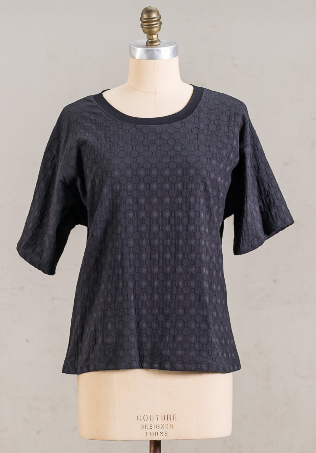 Mia top black textured cotton