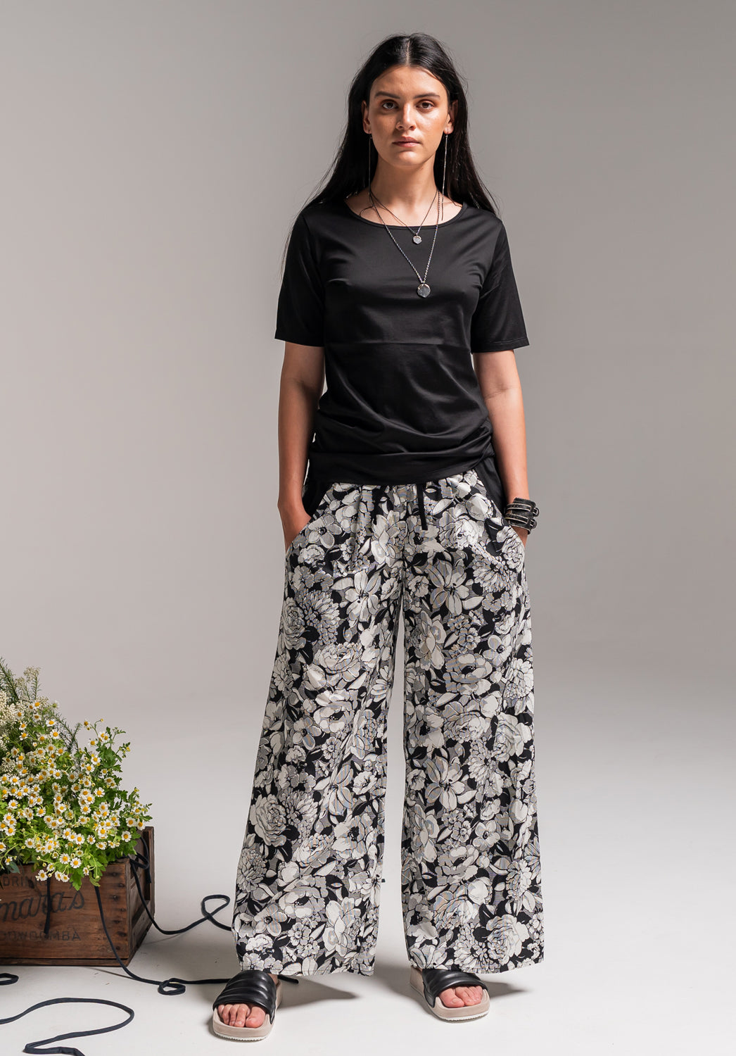 Sprig Pants Bloom Print Natural