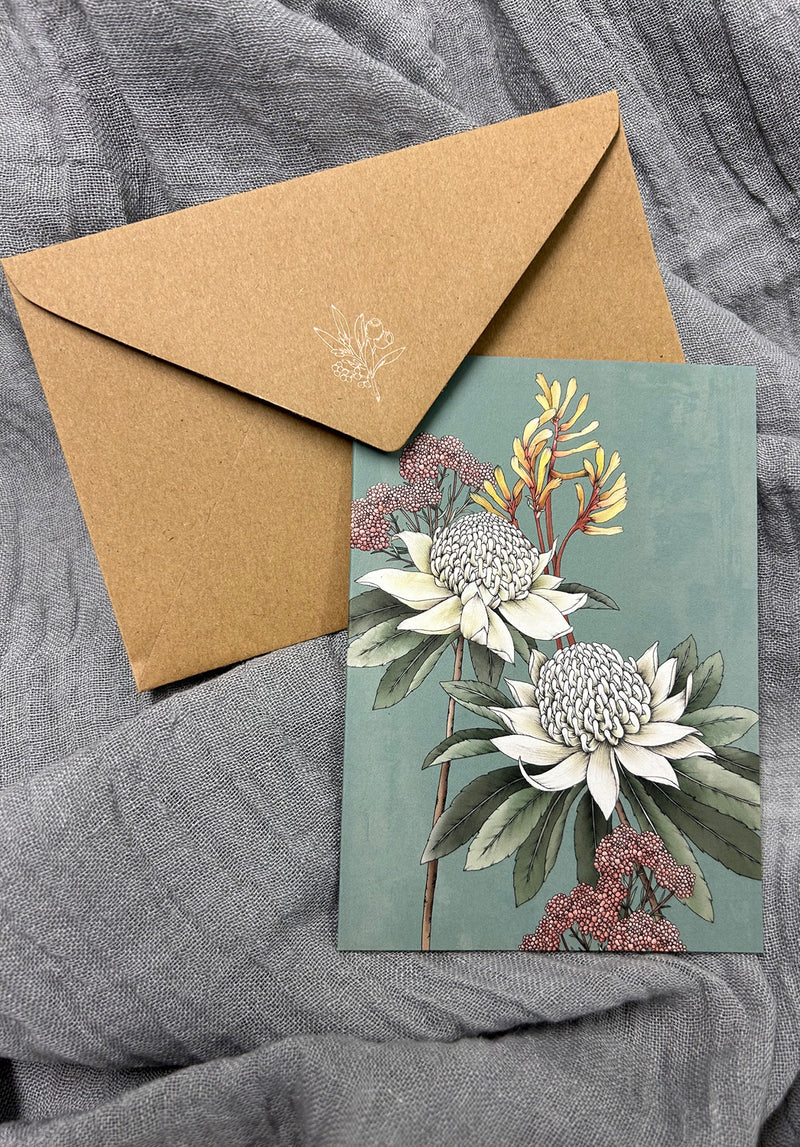 floral portraiture, australian native prints, printed greeting cards, eco boutique online