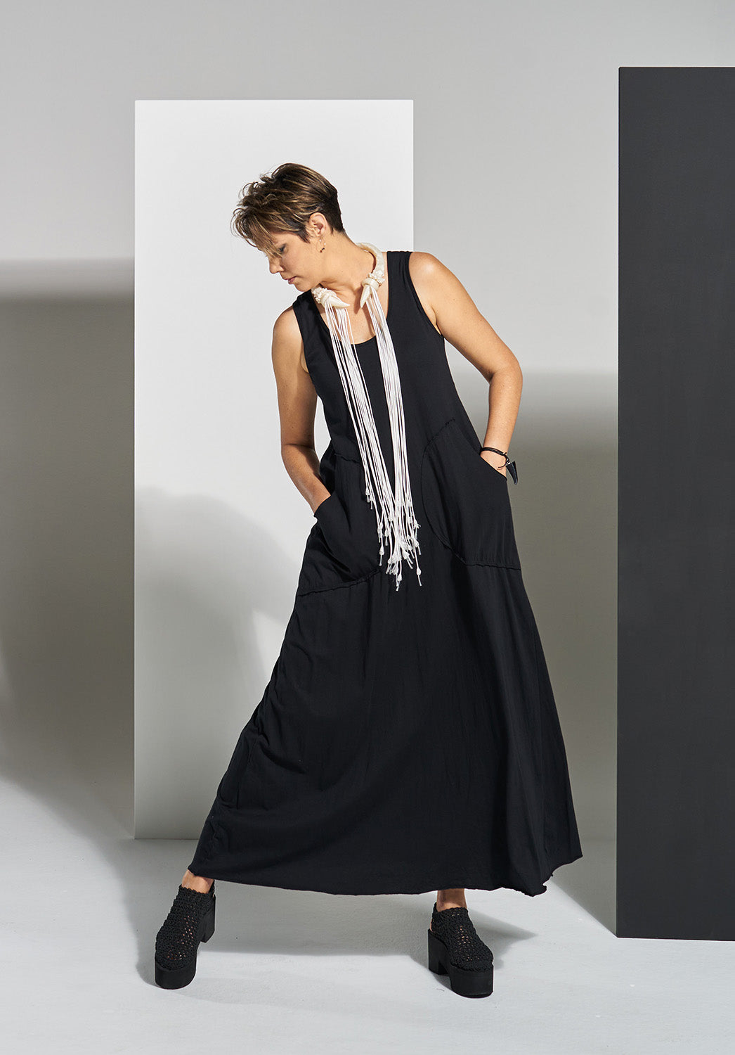 Abby maxi dress black organic cotton