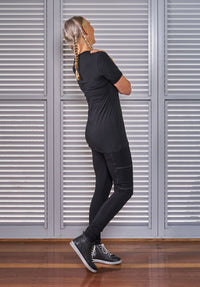 bamboo athleisure clothing, stretchy black pants